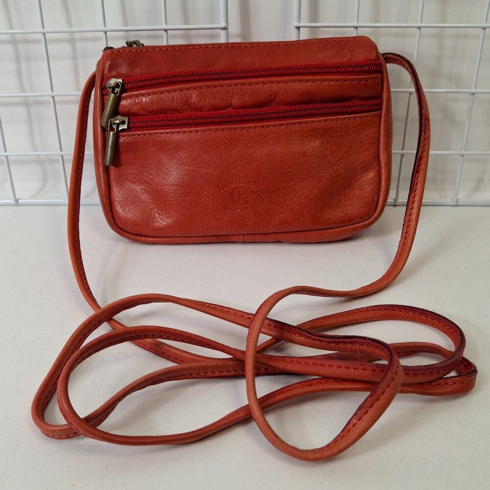 IL GIGLIO Small  Leather Crossbody Bag, Made in Italy, Red